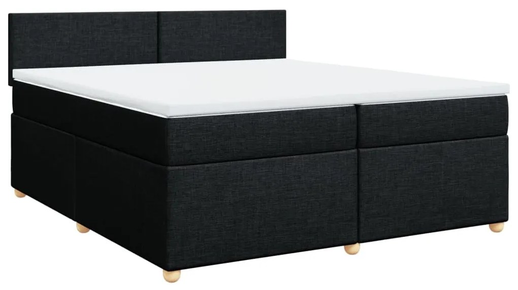 Cama com molas/colchão 200x200 cm tecido preto