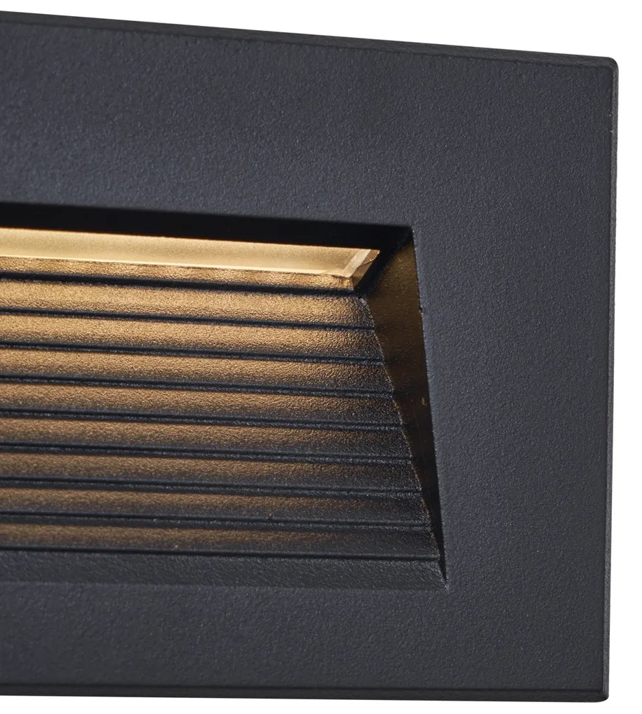 Aplique de parede embutido moderno preto 11,5cm incl. LED IP65 - Trem Moderno