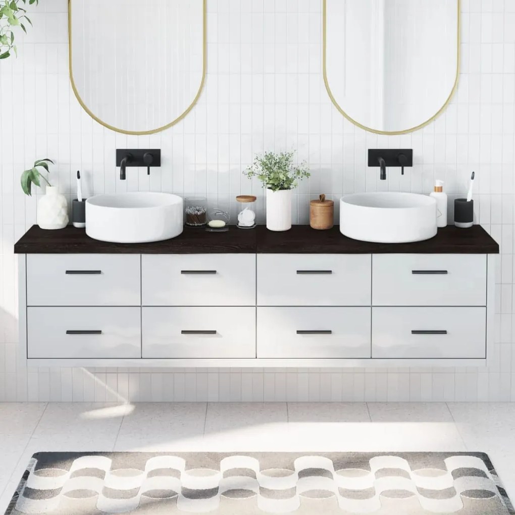 vidaXL Bancada p/ WC 200x40x(2-4)cm madeira tratada maciça castanho