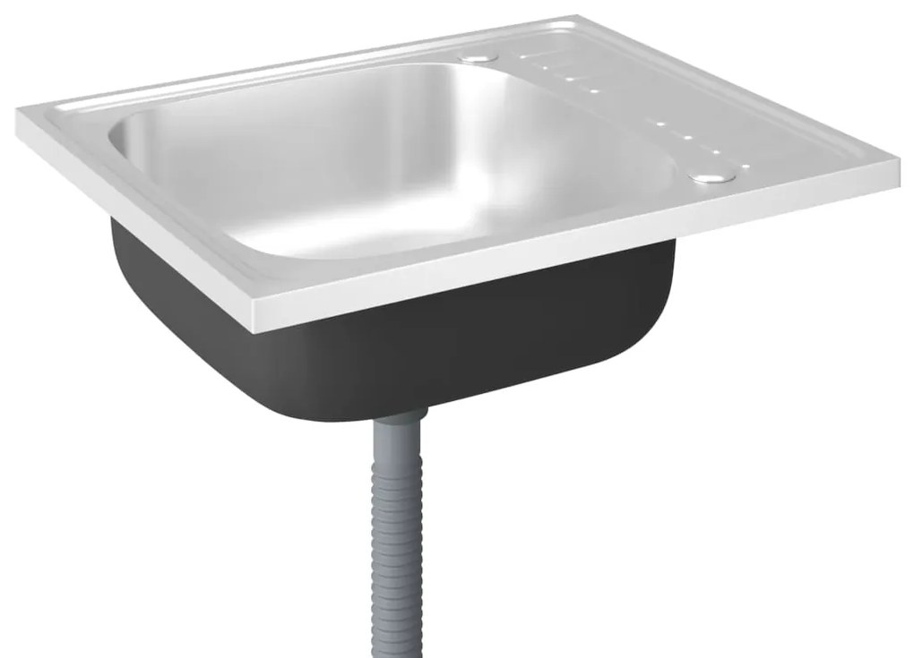 Lava-louça cozinha + escorredor 600x500x155mm aço inox prateado