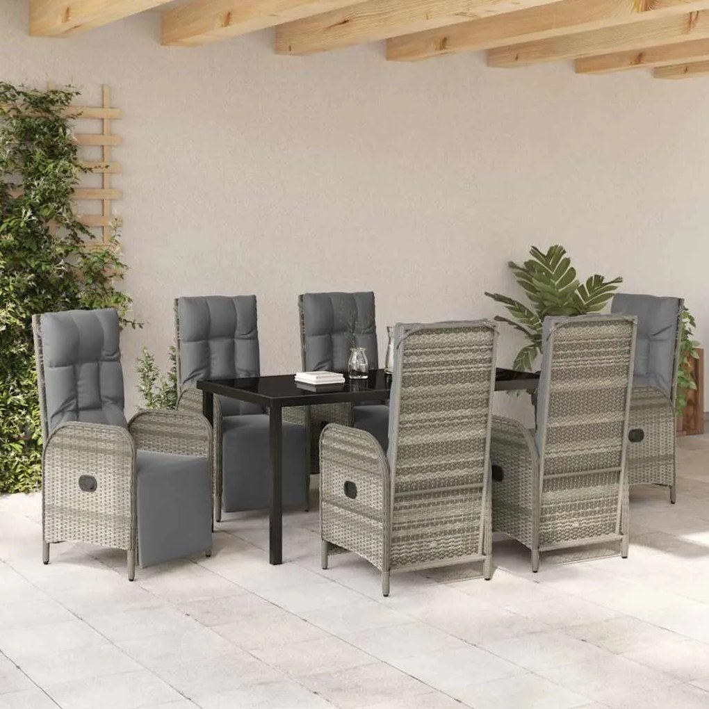 Conjunto de Jantar de Jardim com 7 Peças e almofadas em Poliéster Ratt