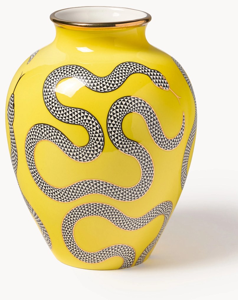 Jarra em porcelana com detalhes em ouro Eden, Alt 27 cm