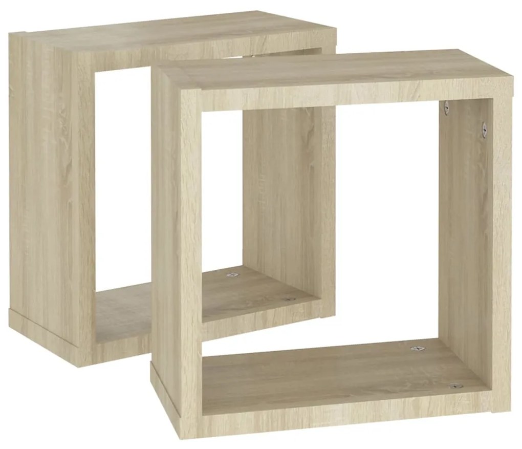 Prateleiras de parede em forma de cubo 2 pcs 30x15x30cm sonoma