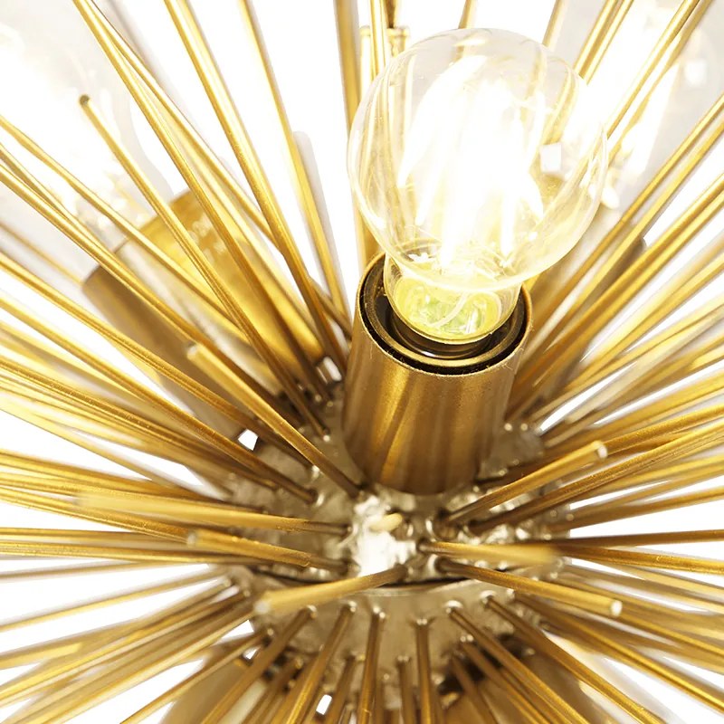 Candeeiro de suspensão Art Déco dourado 6 luzes - Broom Moderno