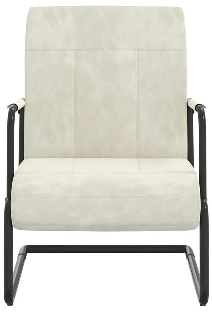 Cadeira cantilever veludo branco nata