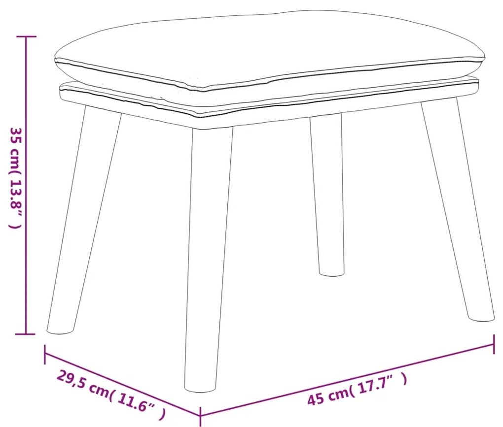 Apoio de pés 45x29,5x35 cm veludo branco nata