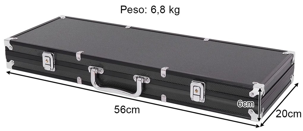 Conjunto com 500 Texas Holdem Poker Chips e Aluminium Blackjack  56 x 20 x 6 cm