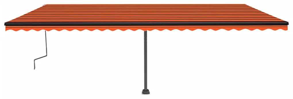 Toldo retrátil manual independente 600x350cm laranja e castanho