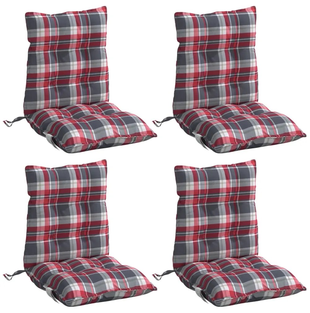 Almofadões cadeira encosto baixo 4 pcs oxford xadrez vermelho