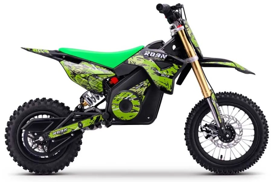 Mini moto elétrica para crianças MINICROSS 1100W Roan 903 motor eléctrico Brush 12/10" Verde