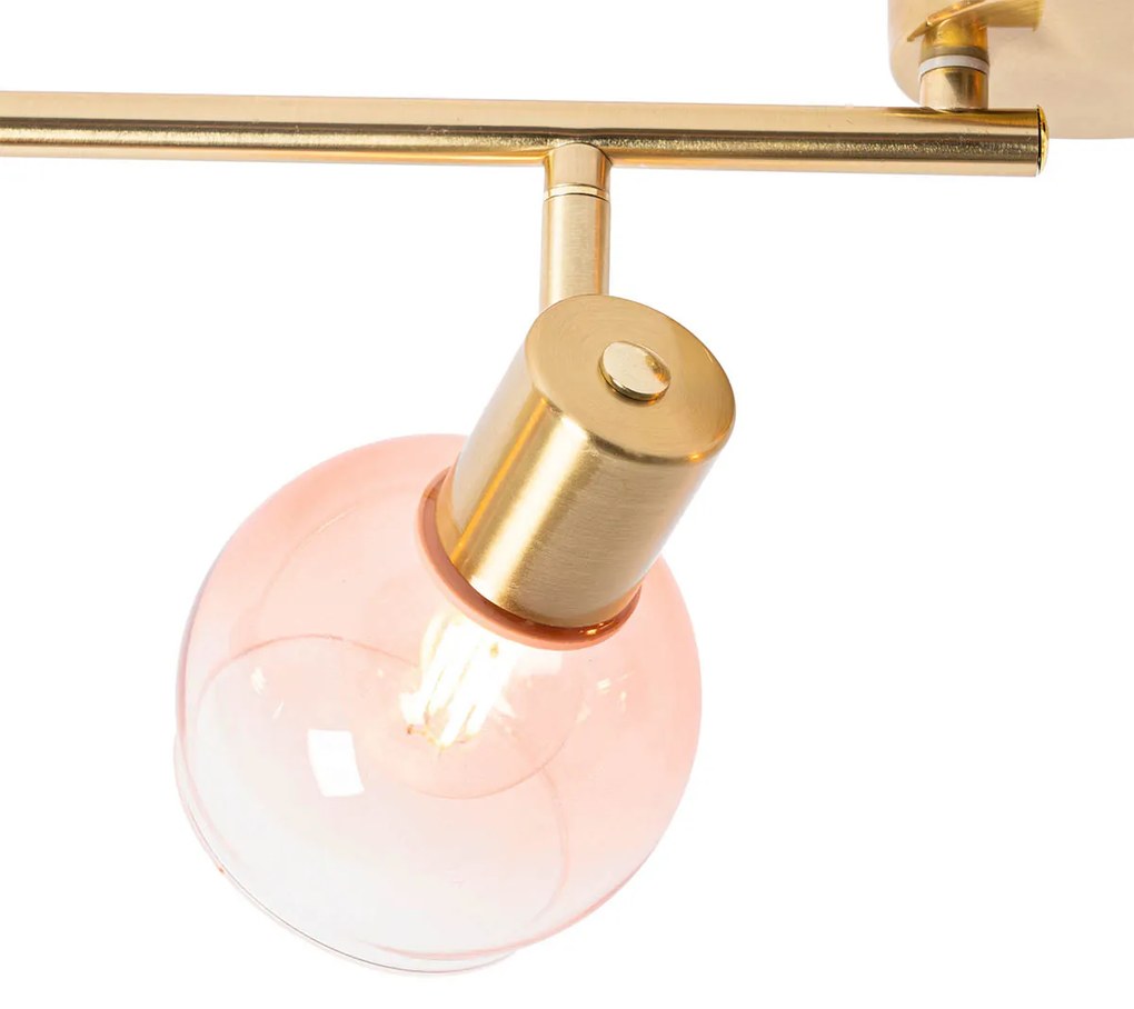 LED Foco inteligente dourado com vidro cor-de-rosa incl. 4 Wifi P45 - Vidro Art Deco