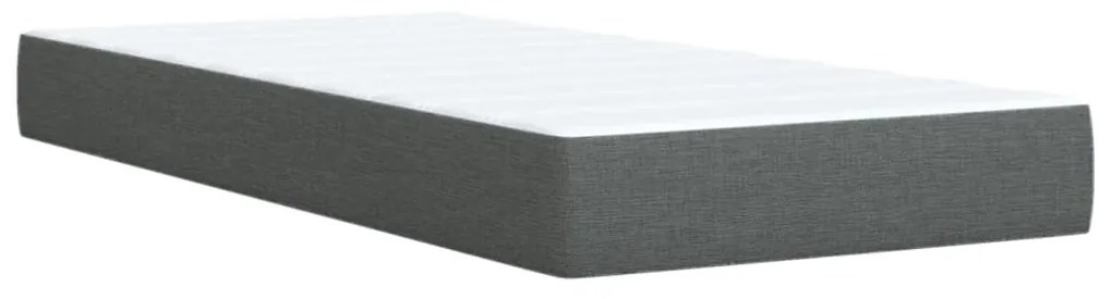 Cama box spring com colchão solteiro tecido cinzento-escuro