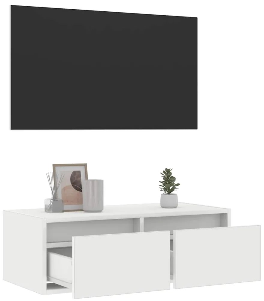 Móvel de TV com luzes LED 75x35,5x25 cm branco