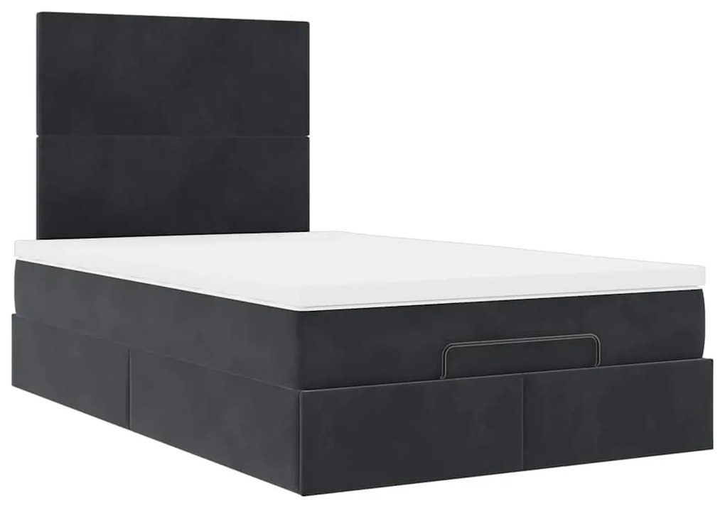 Estrutura de cama otomana com colchões 120x200 cm veludo preto