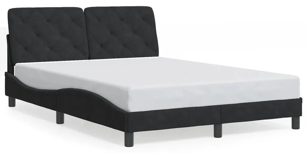 Estrutura de cama c/ luzes LED 140x190 cm veludo preto