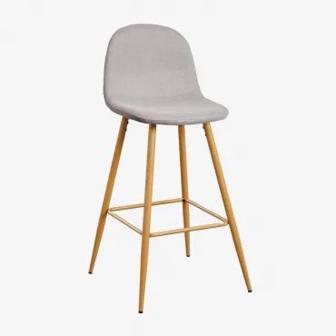 Pacote De 2 Bancos Altos Glamm Madeira Natural & ↑75 Cm & Cinza Concreto - Sklum
