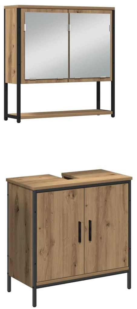 Conjunto de Móveis para Casa de Banho 3 Peças em Carvalho Artisan Made
