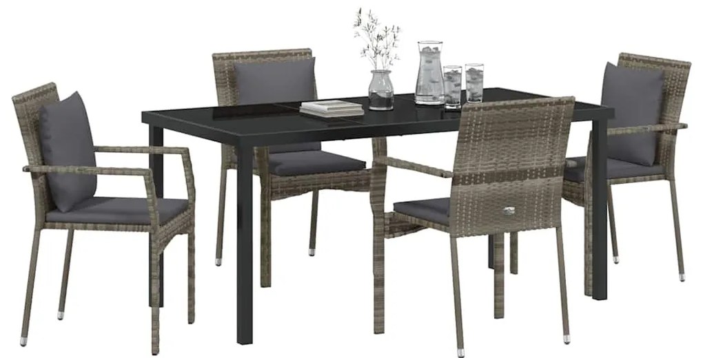 Conjunto de Cadeiras de Jardim 5 pcs Cinzeto 160 x 80 x 73 cm