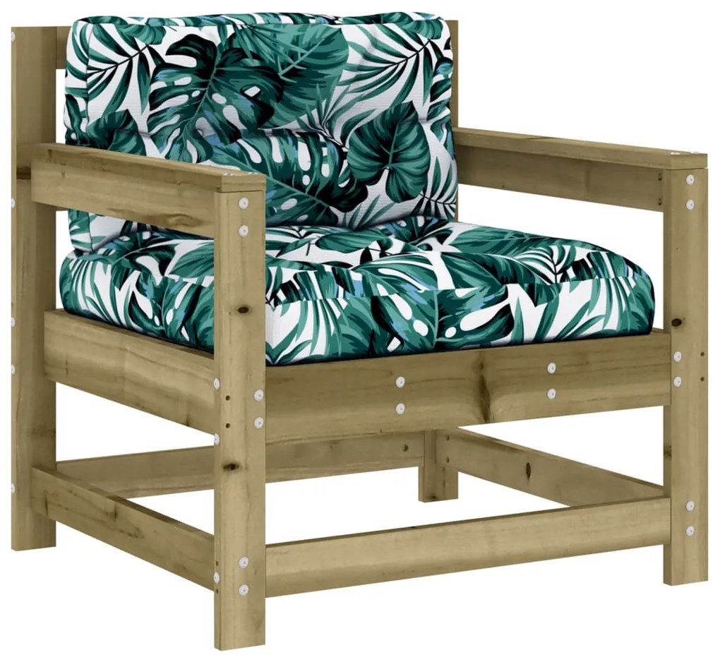 7 pcs conjunto lounge de jardim c/ almofadões pinho impregnado
