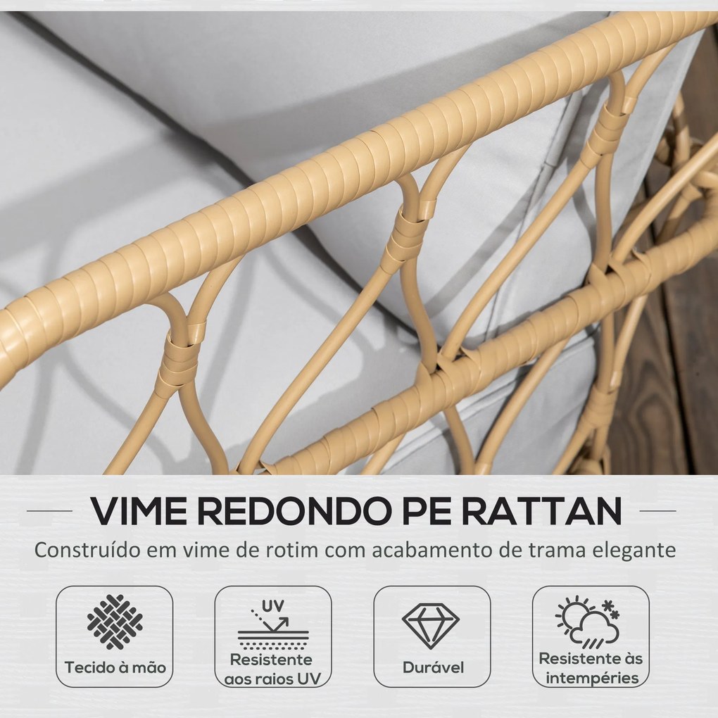 Conjunto de Jardim de 4 Peças em Vime Sintético com 2 Poltronas 1 Sofá