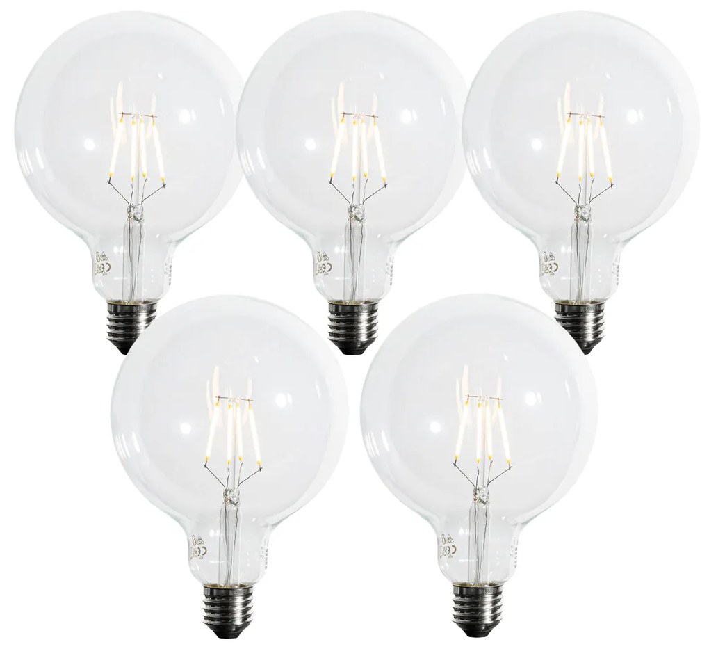 Conjunto de 5 Lâmpadas LED E27 Reguláveis em 3 Passos Filamento Espiral G125 4W 450 lm 2700K