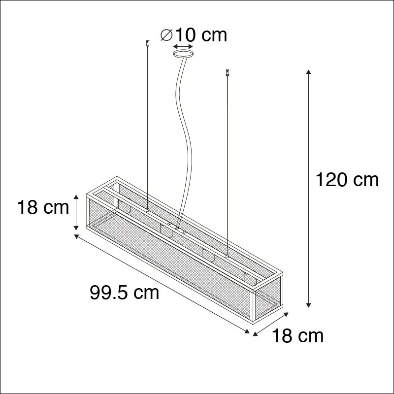 Candeeiro de Teto Pendente Industrial Inteligente Preto Incl. 4 Lâmpadas WiFi A60 - Cage Wire