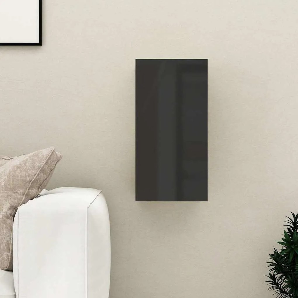 vidaXL Móvel de TV 30,5x30x60 cm derivados de madeira preto brilhante