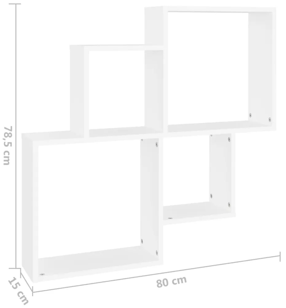 Estante de parede cúbica 80x15x78,5 cm deriv. de madeira branco