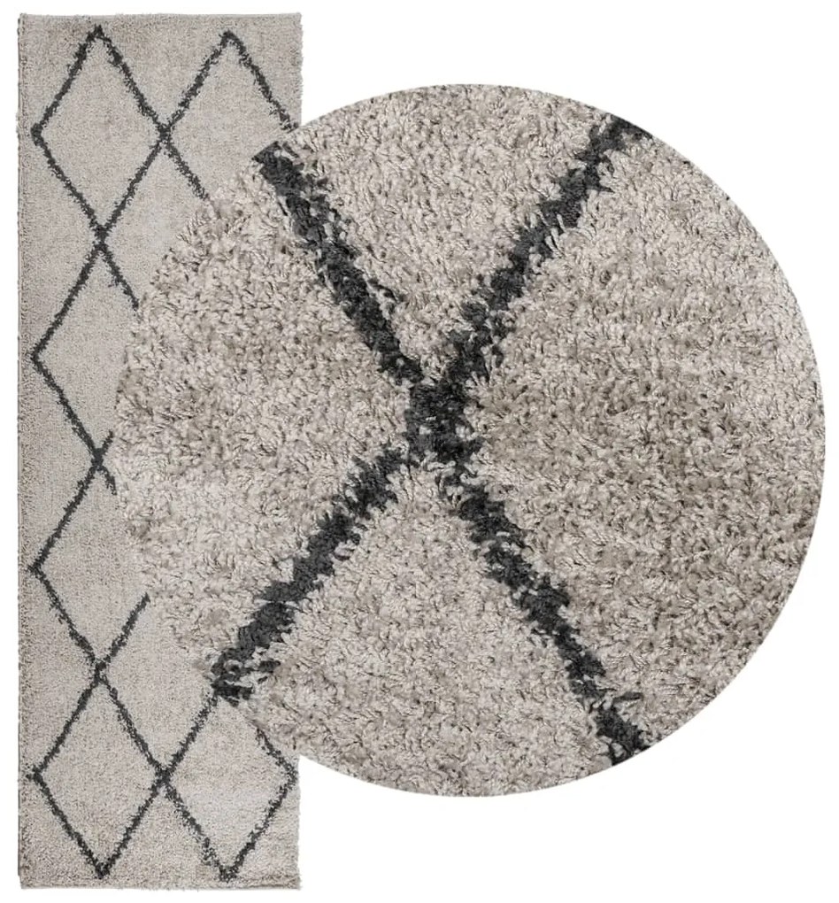 Tapete shaggy de pelo alto PAMPLONA 80x250 cm bege e antracite