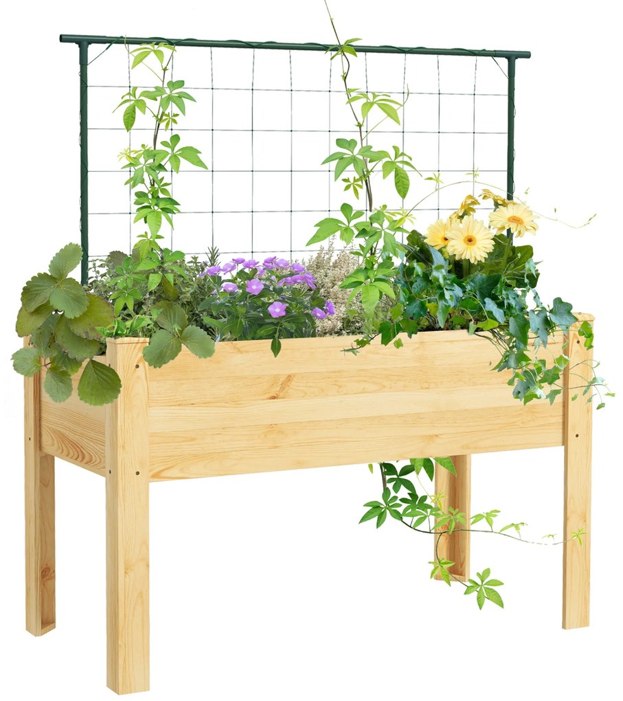 Outsunny Horta Vertical Elevada com Treliça Mesa de Cultivo Horta Elev