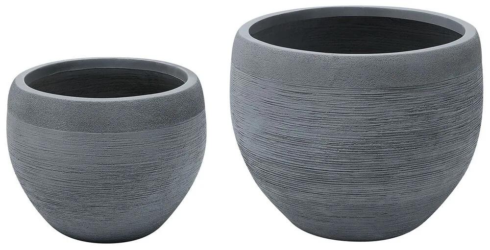 Conjunto de 2 vasos decorativos para plantas cinzentos ZAKROS Beliani