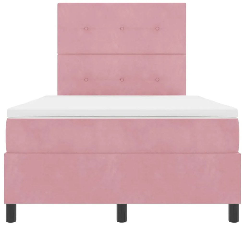 Cama Box vidaXL com Colchão e LED Rosa 120x190 cm Veludo