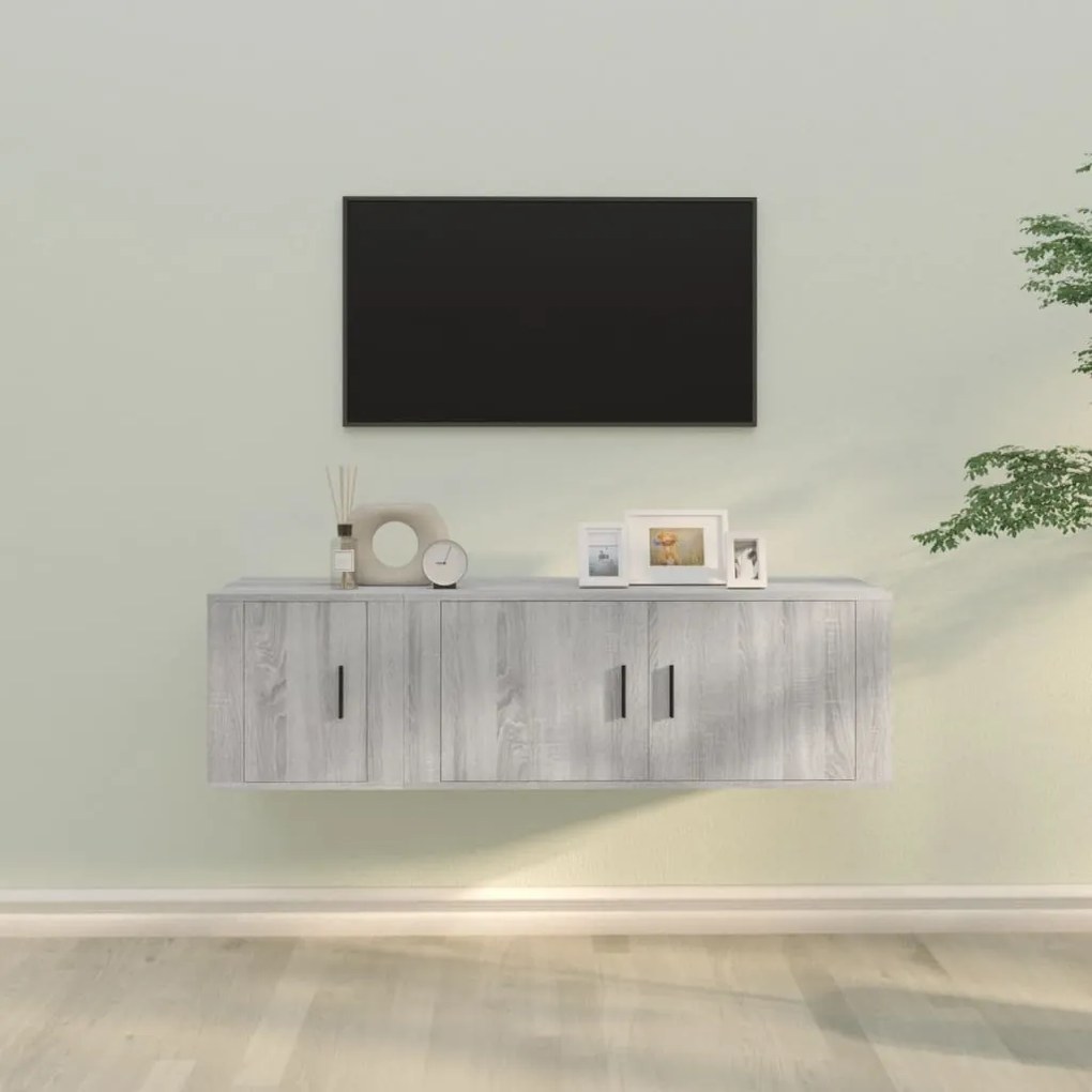 vidaXL Conjunto móveis de TV 2 pcs madeira processada sonoma cinza