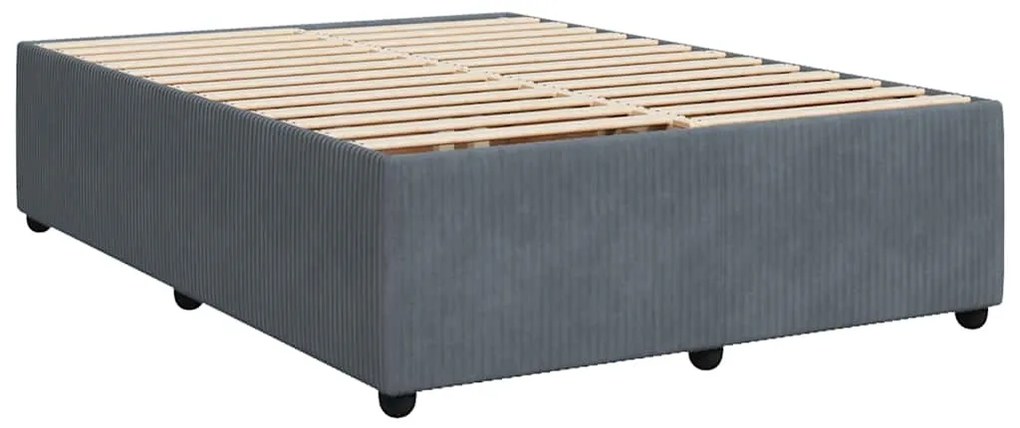 Cama com molas/colchão 160x200 cm veludo cinzento-escuro