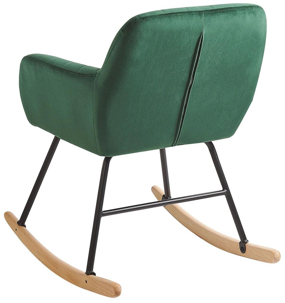 Cadeira de baloiço em veludo verde esmeralda LIARUM Beliani