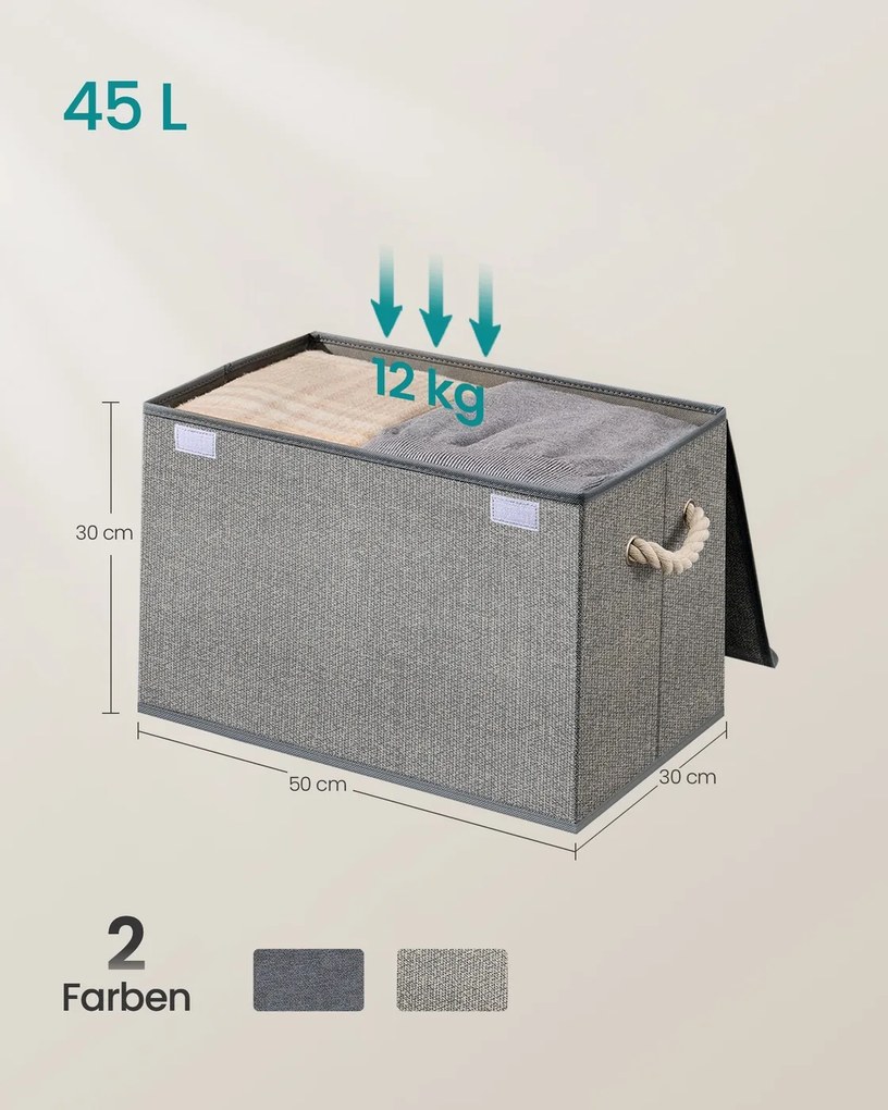 Conjunto de 3 Caixas de armazenamento com tampa, cinzentas