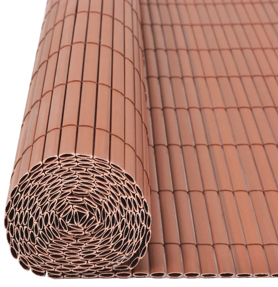 Cerca de jardim dupla face PVC 90x300 cm castanho