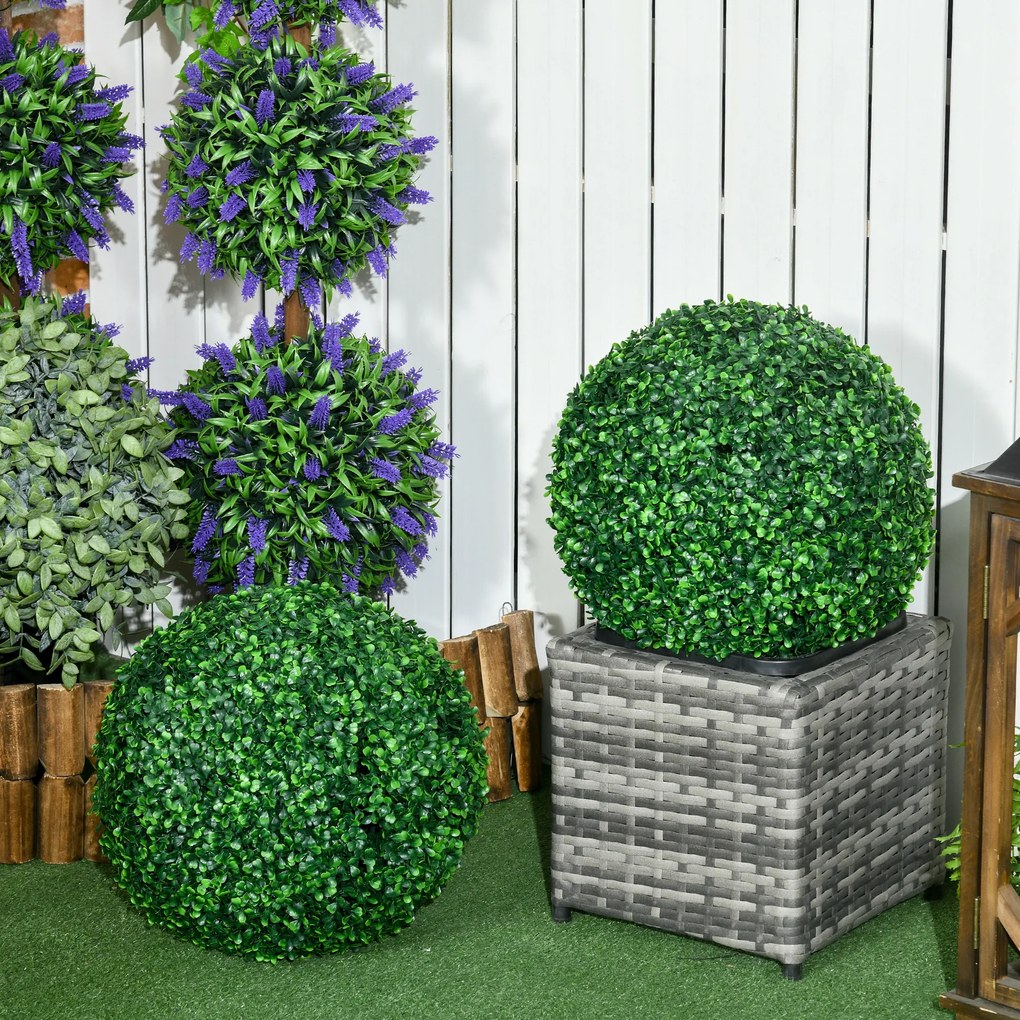 Conjunto de 2 bolas de buxo artificiais de 40 cm, para decoração de interiores ou exteriores, na cor verde