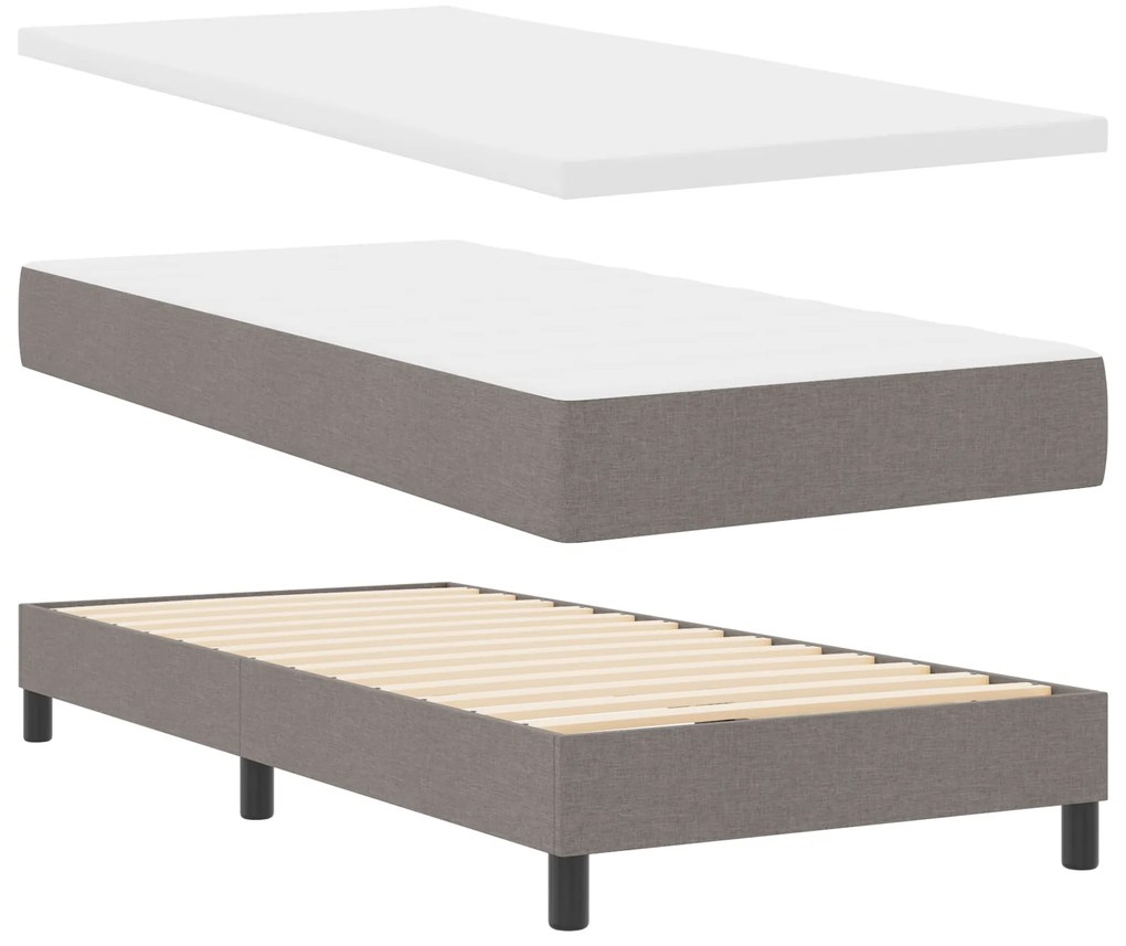 Camas Box Spring com Colchão Taupe 80x200 cm em Tecido