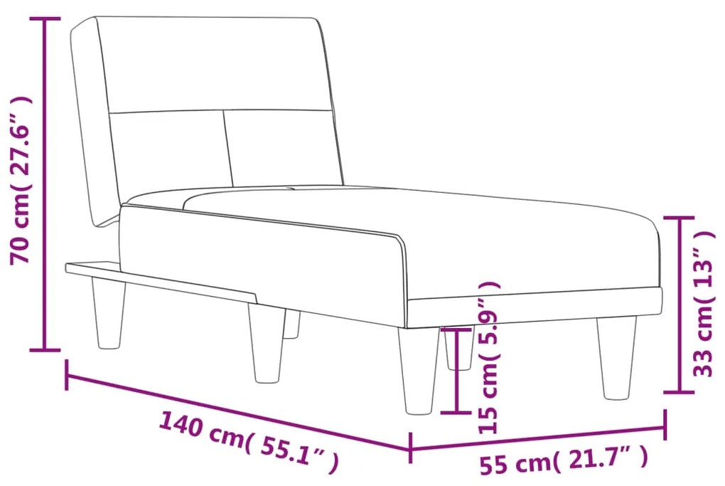 Chaise longue tecido cinzento-escuro