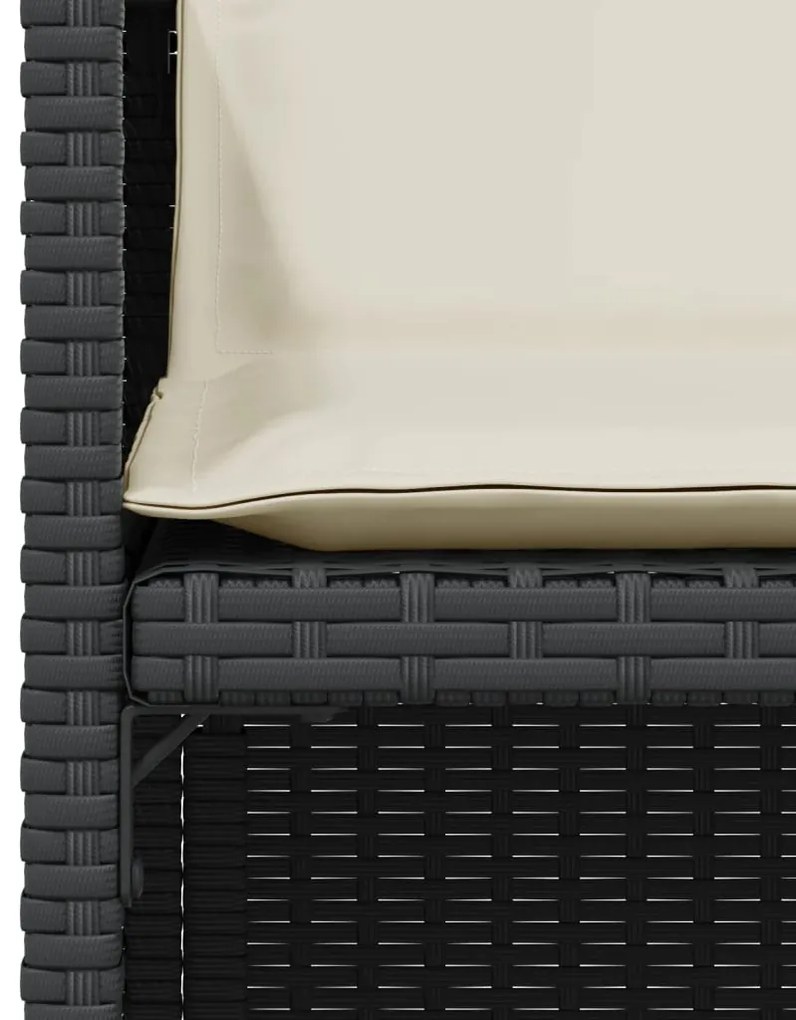 3 pcs conjunto de bistrô com almofadões vime PE preto
