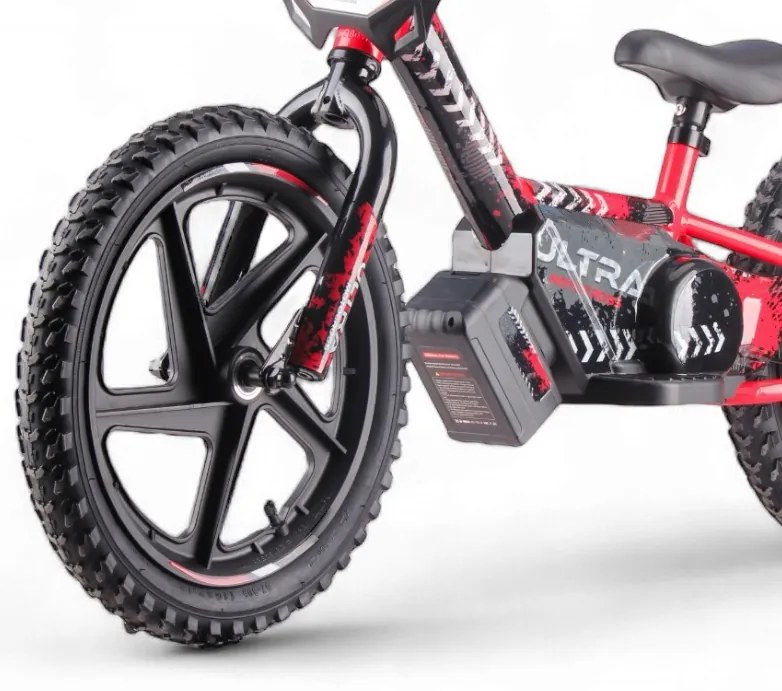 Bicicleta de equilíbrio elétrica para crianças de 24 volts, 16 polegadas -  vermelha
