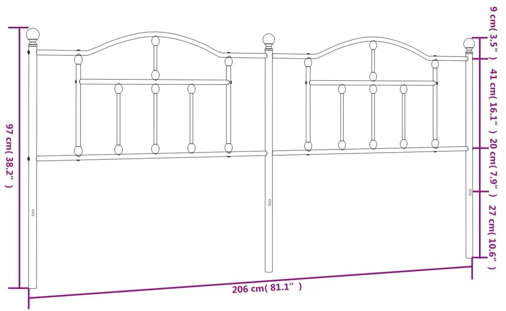 Cabeceira de cama 200 cm metal preto