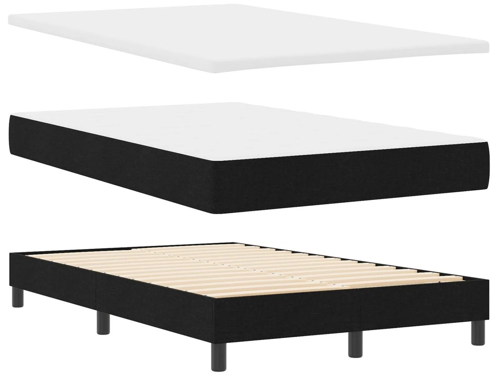 Cama Box com Colchão & Luz LED Preta 120x190 cm Tecido