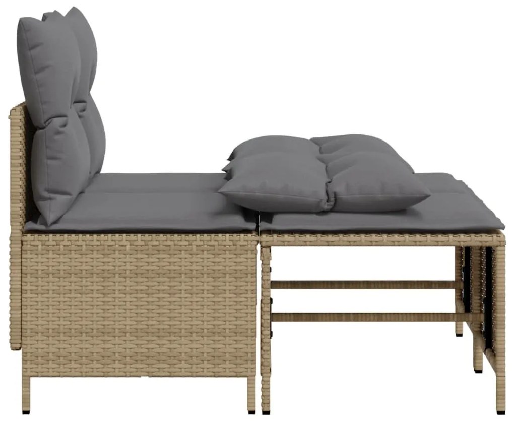 4 pcs conjunto de sofás para jardim c/ almofadões vime PE bege