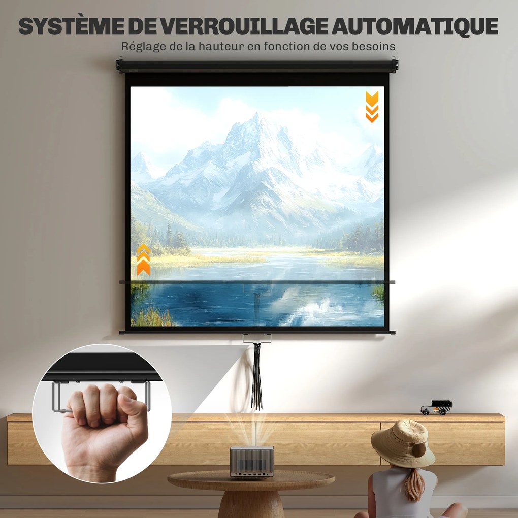 Ecrã de projeção para TV e cinema em casa de 85 polegadas, projetor de vídeo 1:1 4K HD, 146 cm (L) x 146 cm (A)