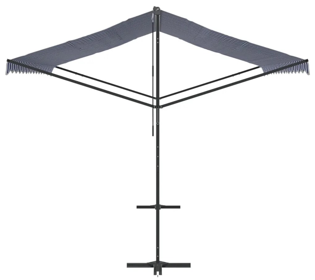 Toldo de pé 400x300 cm tecido e aço azul e branco