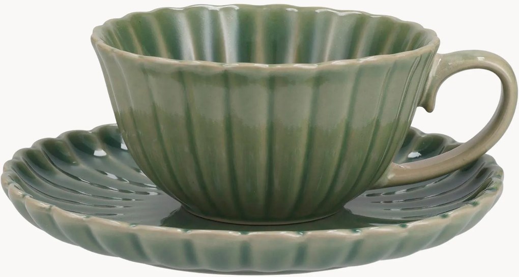 Chávenas com pires Lotus, conjunto de 6