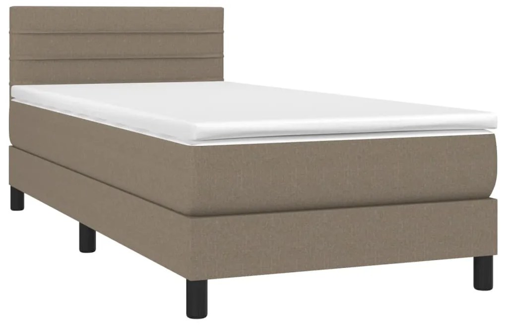 Cama box spring + colchão/LED 90x190cm tecido cinza-acastanhado