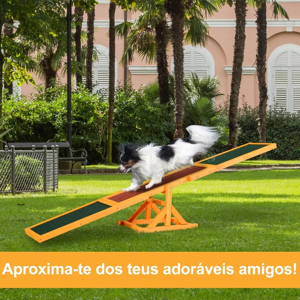 Baloiço para Cães Agility Exercício de Treinamento para Animais de Estimação com Superfície Antiderrapante Carga Máxima de 50kg 180x30x30cm Multicor